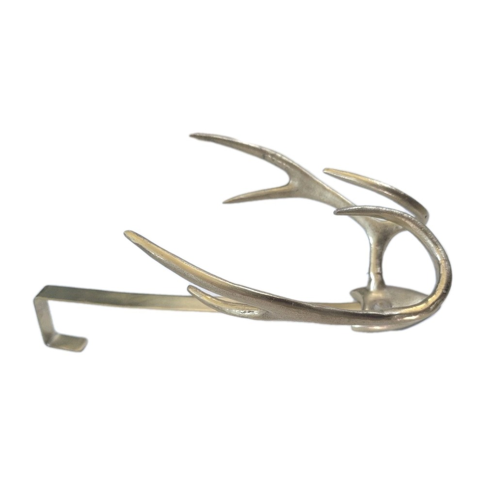 Stag Deer Antler Lodge Wreath Hanger Brass Metal 18" x 9.75" - Picture 3 of 5